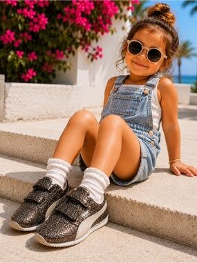 Puma Kids Glitter Sneakers - Silver Gold-Birch
